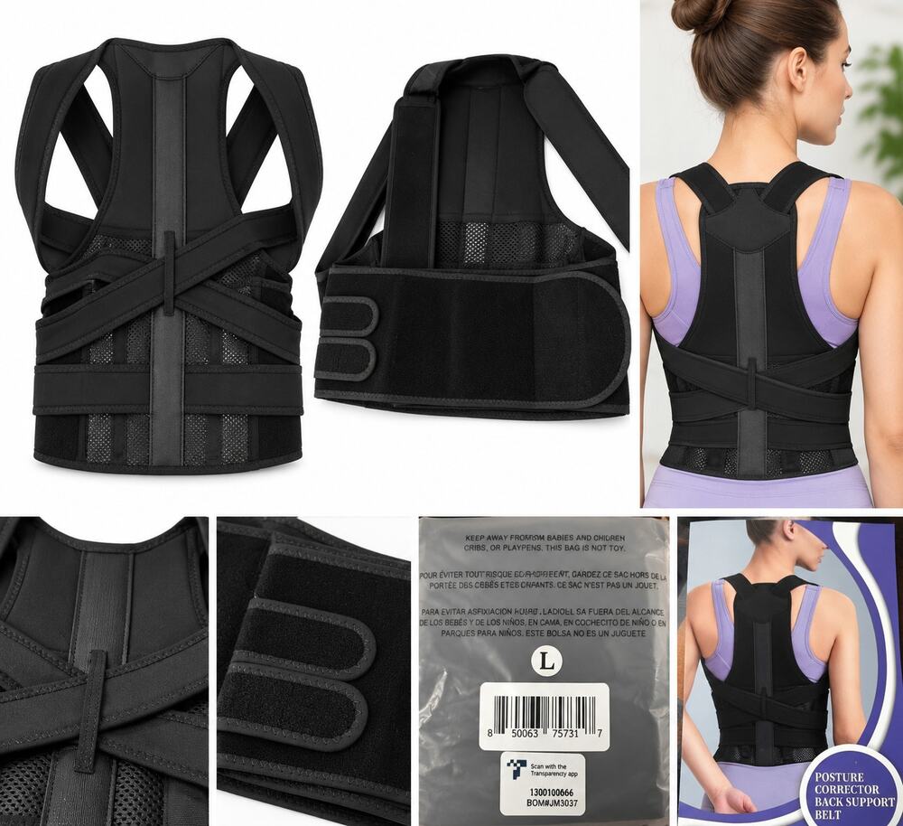 Posture Corrector Back Support Belt – Black – Size Large